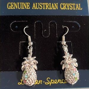 Austrian Crystal pineapple earrings new on card Lauren Spencer